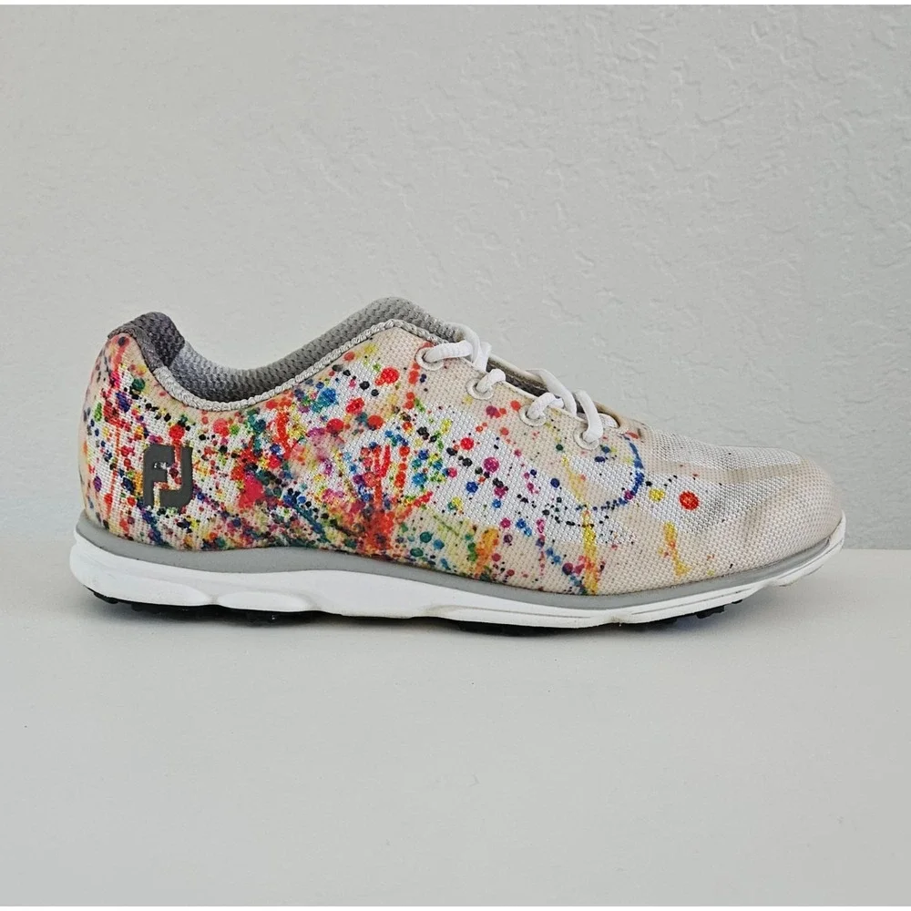 FootJoy EmPower Spikeless Golf Shoes Womens 9M Colorful Paint Splatter 98012